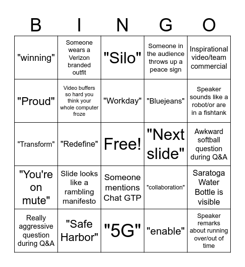 Webcast Bingo Card