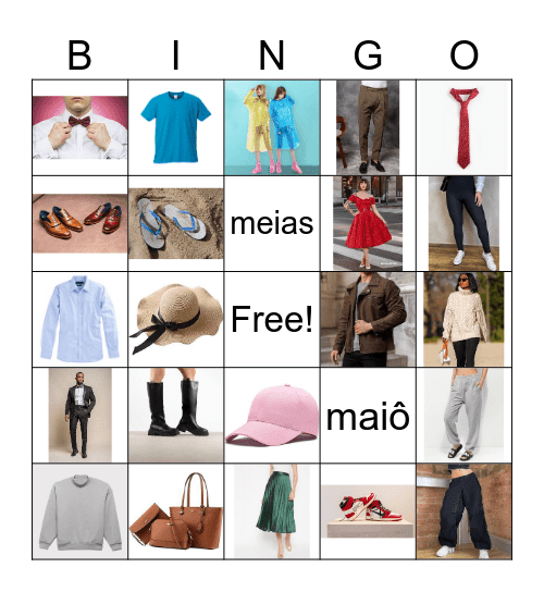 clothes and accessories Bingo Card