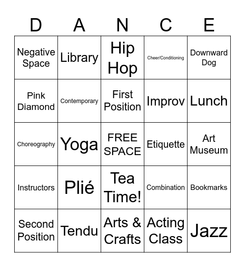 Pink Diamond Camp 2023 Bingo Card