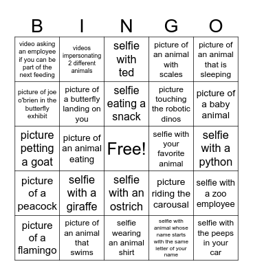 ZOO TIME Bingo Card