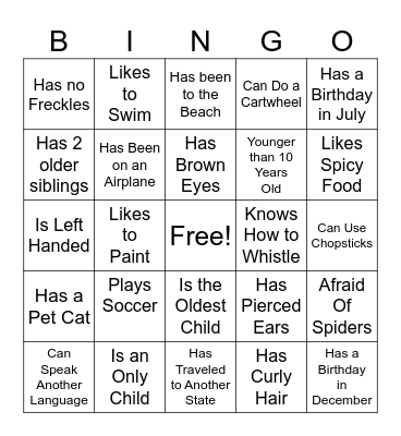 Get To Know You Bingo! Bingo Card