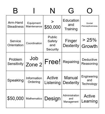 O'Net Online Bingo Card