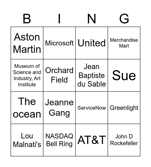 Chicago Consulting Bingo Card
