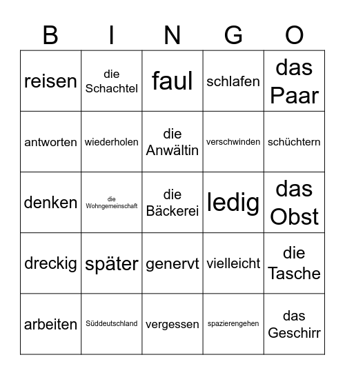 Neuanfang mit Schokolade - 1 - 7 Bingo Card