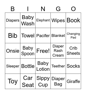 BABY SHOWER BINGO Card