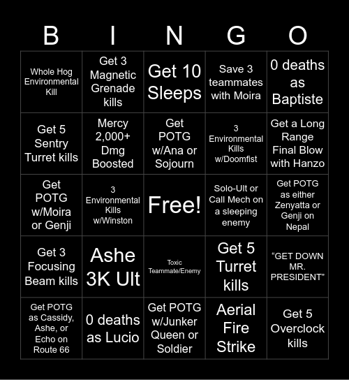 OW2 Bingo Card