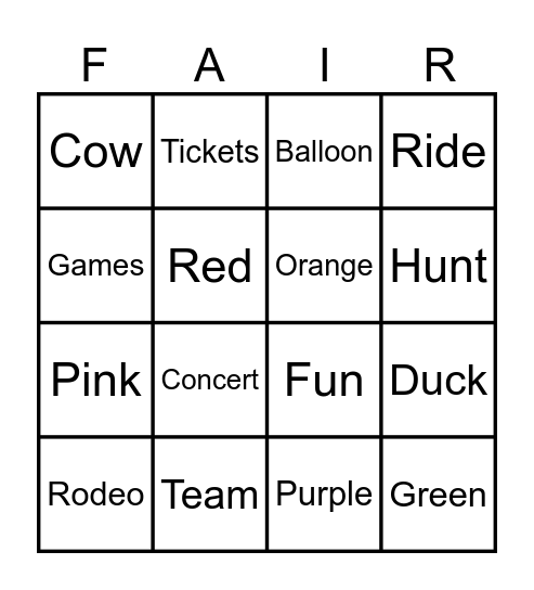 State Fund Bingo Card