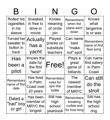 MRYC BINGO! Bingo Card