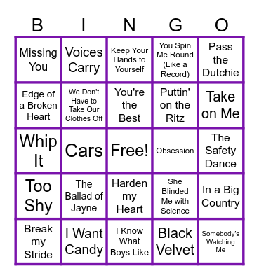 MUSIC BINGO at the Ann Arbor Eagles! Bingo Card
