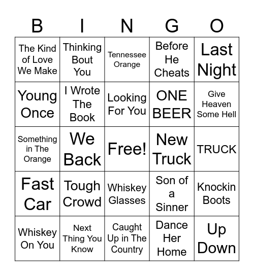 Modern Country Bingo Card
