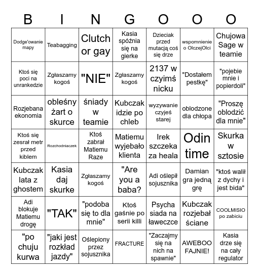 Valorantowanko bingo Card