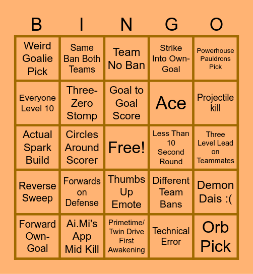 OSAAS Event One Bingo Card