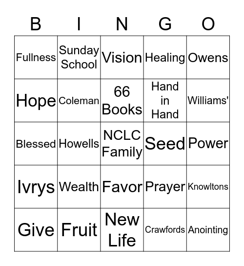 Celebration of Love Bingo Card