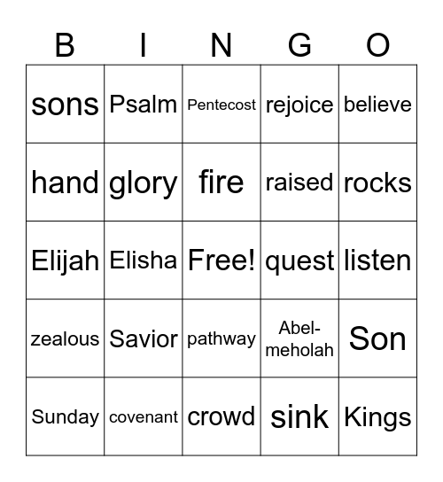 Church Picnic Bingo Card