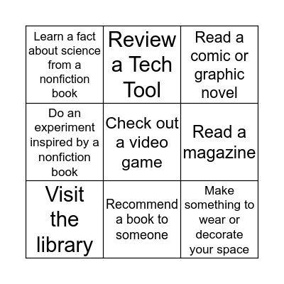 Library Game Bingo Card