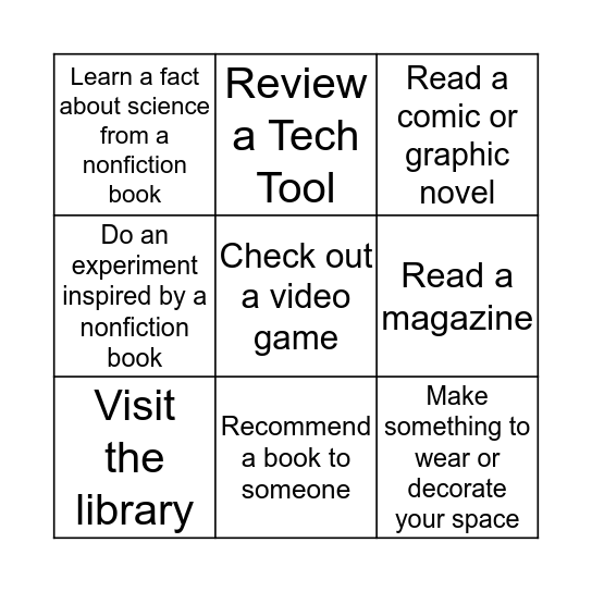 Library Game Bingo Card