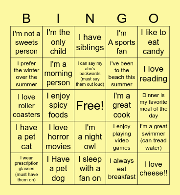 Wednesday Wellness Bingo Card