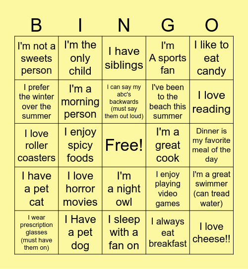 Wednesday Wellness Bingo Card