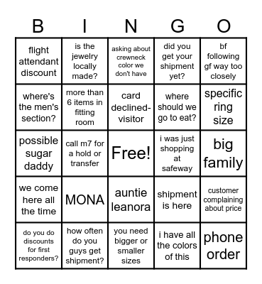 M12 BINGO Card