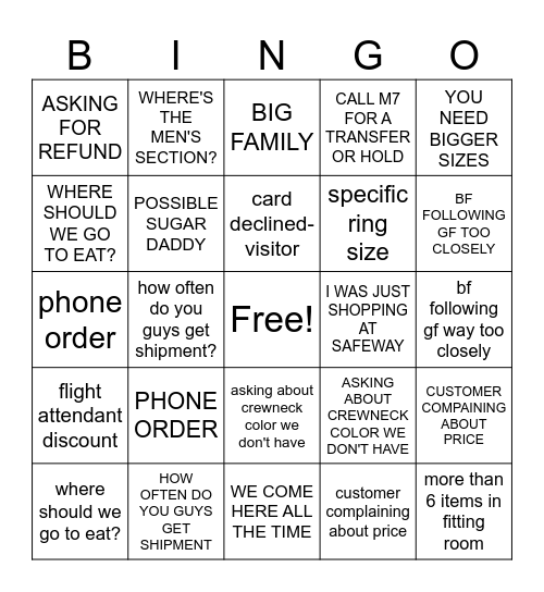 M12 BINGO Card