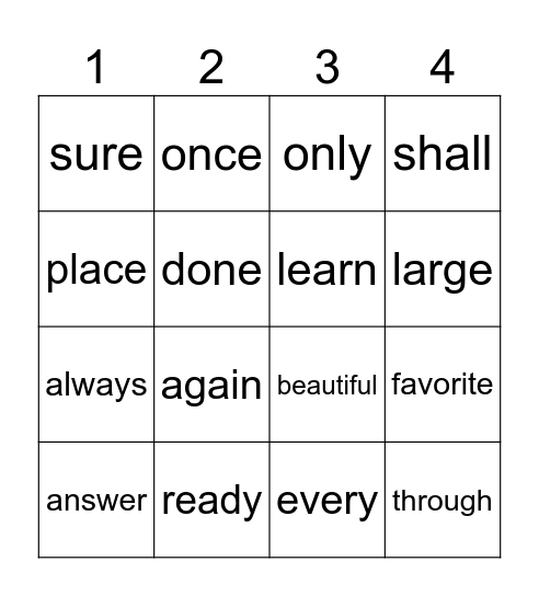 Untitled Bingo Card