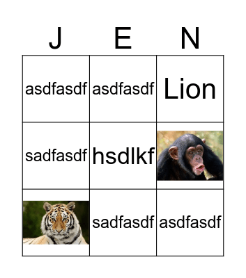 animals Bingo Card