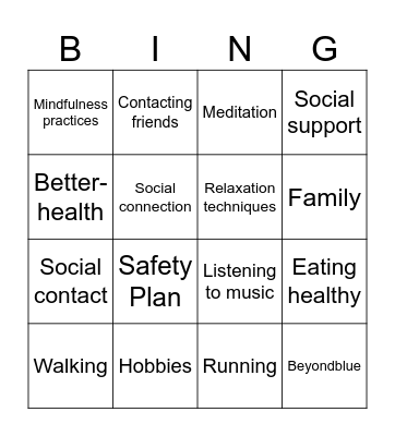 Protective Factor Bingo Card