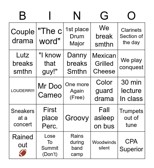 2024 SHS band bingo Card