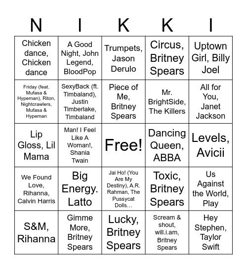 It's Britney Bach! Bingo Card