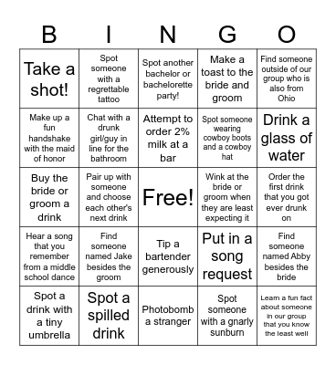 Bach Party Bingo! (when you get a Bingo, find Erin for prize!) Bingo Card