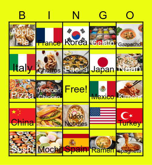 Foods and Flags Bingo Card