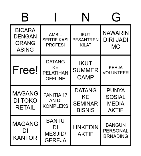 NETWORKING Bingo Card