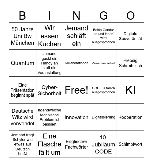 CODE 2023 Bingo Card