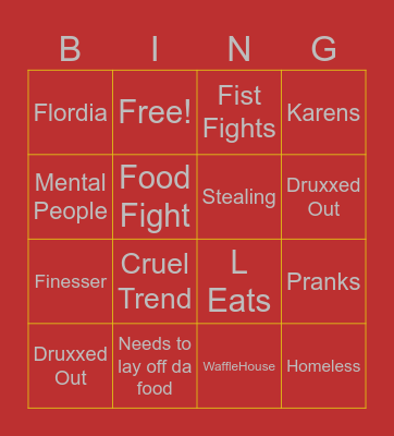 FAST FOOD CRIME BINGOOOO Bingo Card