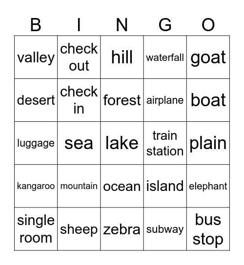 Landscape Bingo Card