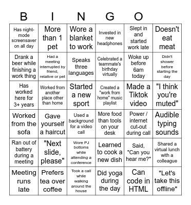 MOMENT Bingo Card