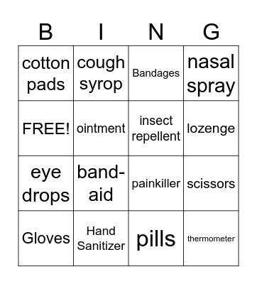 Boy Scout First Aid Bingo Card