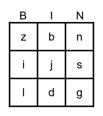 Alphabet Bingo Card