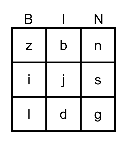 Alphabet Bingo Card
