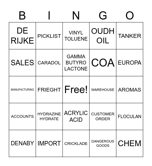 OQEMA BINGO Card