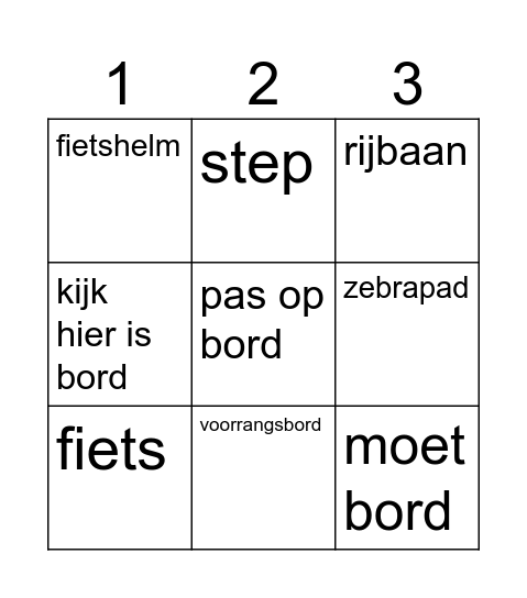 Zoekkaart verkeerswandeling Bingo Card