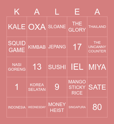 BINGO WITH OXA Bingo Card