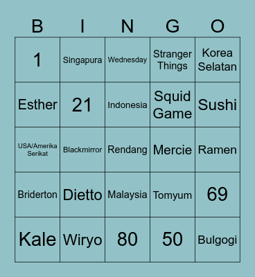 Dietto's Bingo Card