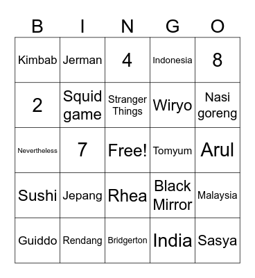 Bingo sama Oxa Bingo Card