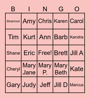 Rasmussen Family BINGO Card