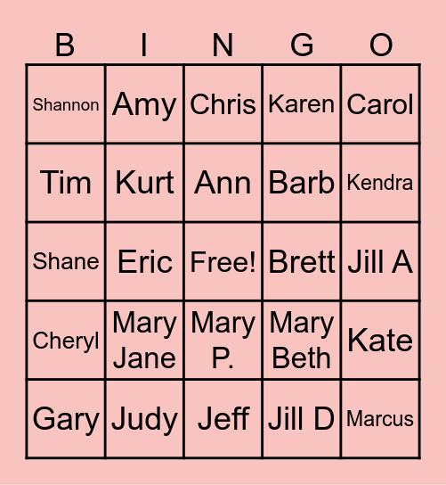 Rasmussen Family BINGO Card