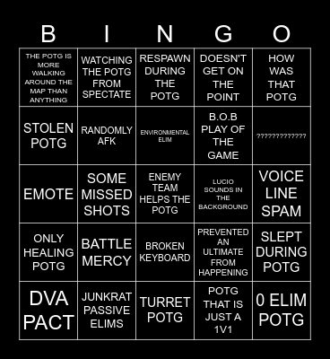 POTG BINGO Card