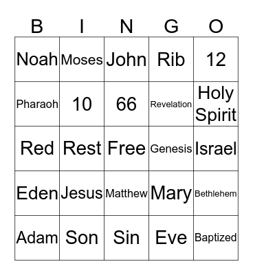 Bible Bingo Card