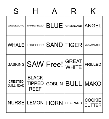 SHARK WEEK!!! Bingo Card