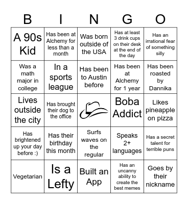 Alchemy Austin Adventures Bingo Card